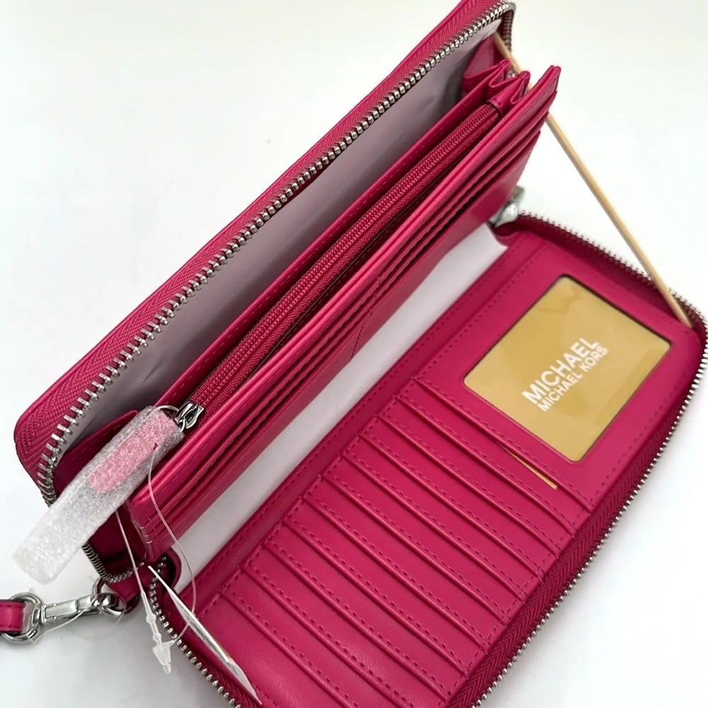 MICHAEL KORS Continental Wristlet Phone Case Wallet Dragonfruit   NWT